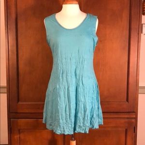 Vine Street Aqua Blue Crinkle Tank Tunic - Size LG
